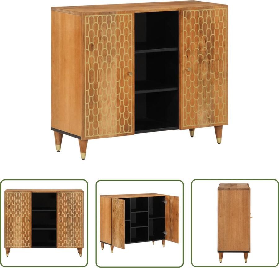VidaXL Bijzetkast 90x33x75 cm massief mangohout Bijzetkast Mangohout Vintage Kast Salontafel Living Room Furniture