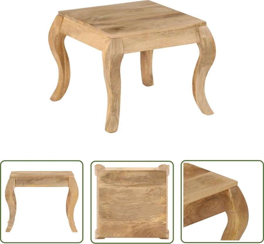 The Living Store Bijzettafel Massief mangohout Vintage design 45x45x40 cm Bijzettafel Mangohout Vintage Salontafel Sidetable - Foto 2