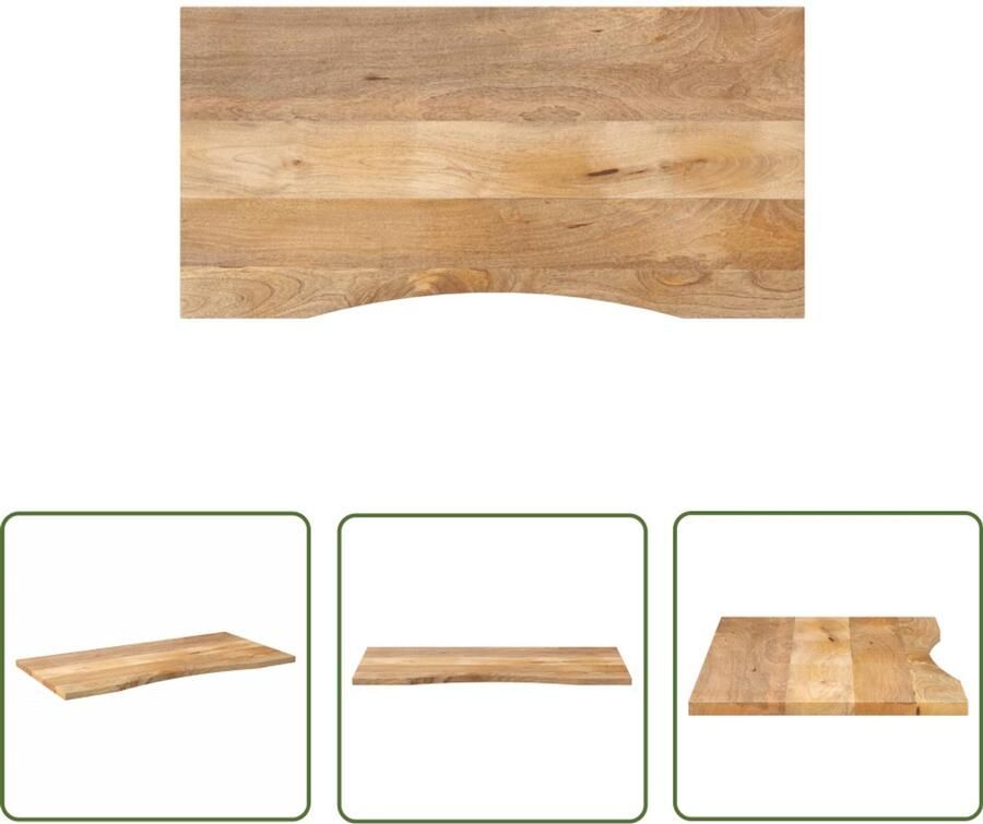 VidaXL Mangohout Bureau Blad Bureaublad met ronding 120x60x2 5 cm massief ruw mangohout Houten Bureau Landelijk Bureau Vintage Bureau