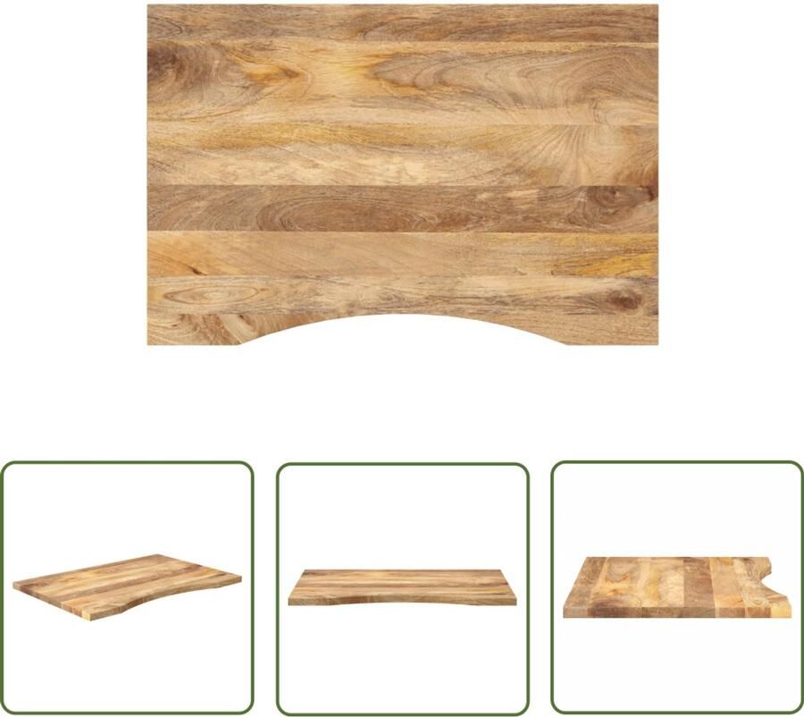 The Living Store Bureaublad met ronding 100x60x2 5 cm massief ruw mangohout Houten Bureau Blad Mangohout Bureau Landelijke Stijl Bureau Vintage Bureau Kantoorbureau