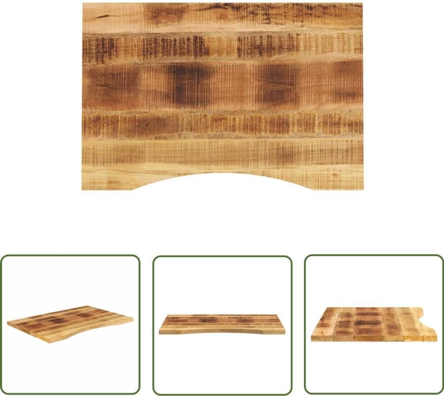 The Living Store Bureaublad met ronding 100x60x2 5 cm massief ruw mangohout Houten Bureau Blad Mangohout Bureau Landelijke Keuken Rustic Design Vintage Tafel