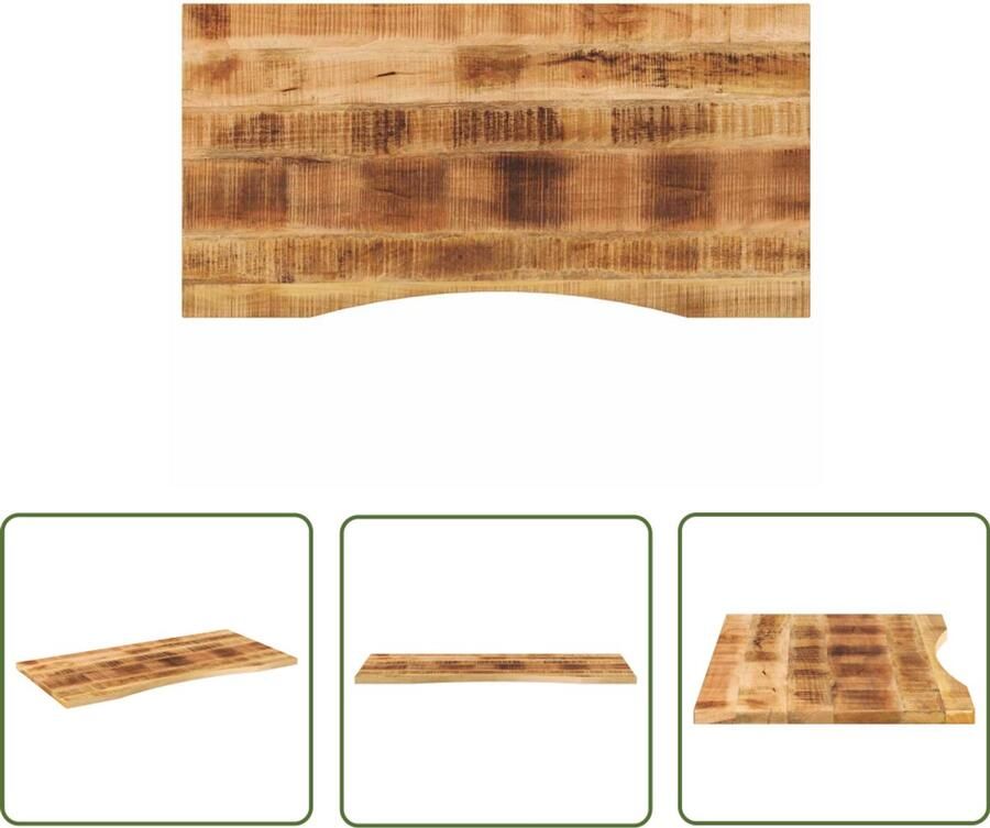 The Living Store Bureaublad met ronding 120x50x2 5 cm massief ruw mangohout Houten Bureau Blad Mangohout Bureau Bureautafel Kantoor Accessoires Werkblad
