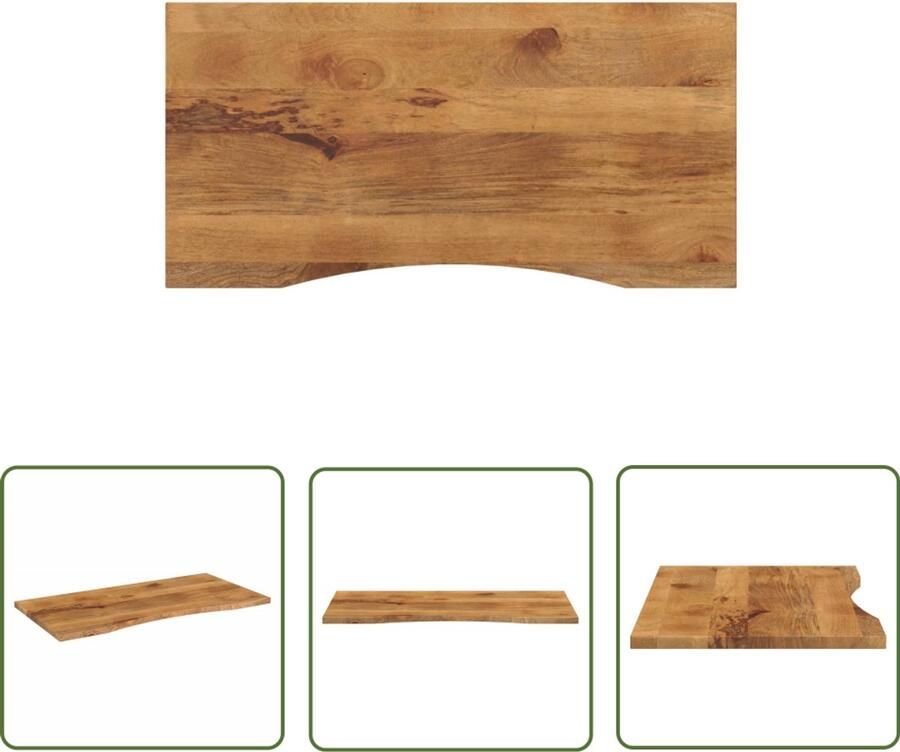 The Living Store Bureaublad met ronding 120x60x2 5 cm massief ruw mangohout Houten Bureau Blad Mangohout Bureau Accessoires Thuiskantoor Laptop Tafel