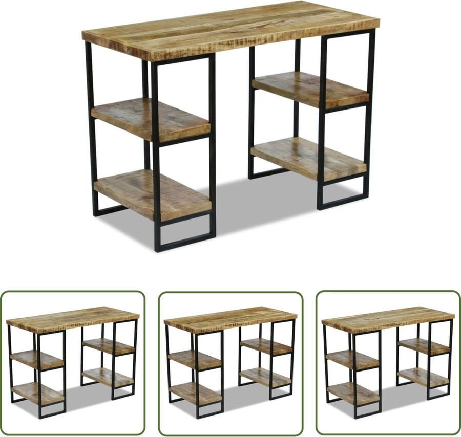 The Living Store Bureau IndustriÃle Stijl Houten 110 x 50 x 76 cm Mangohout en Staal Industriële Bureau Mangohout Bureau Houten Bureau Kantoor Meubilair Werkstation