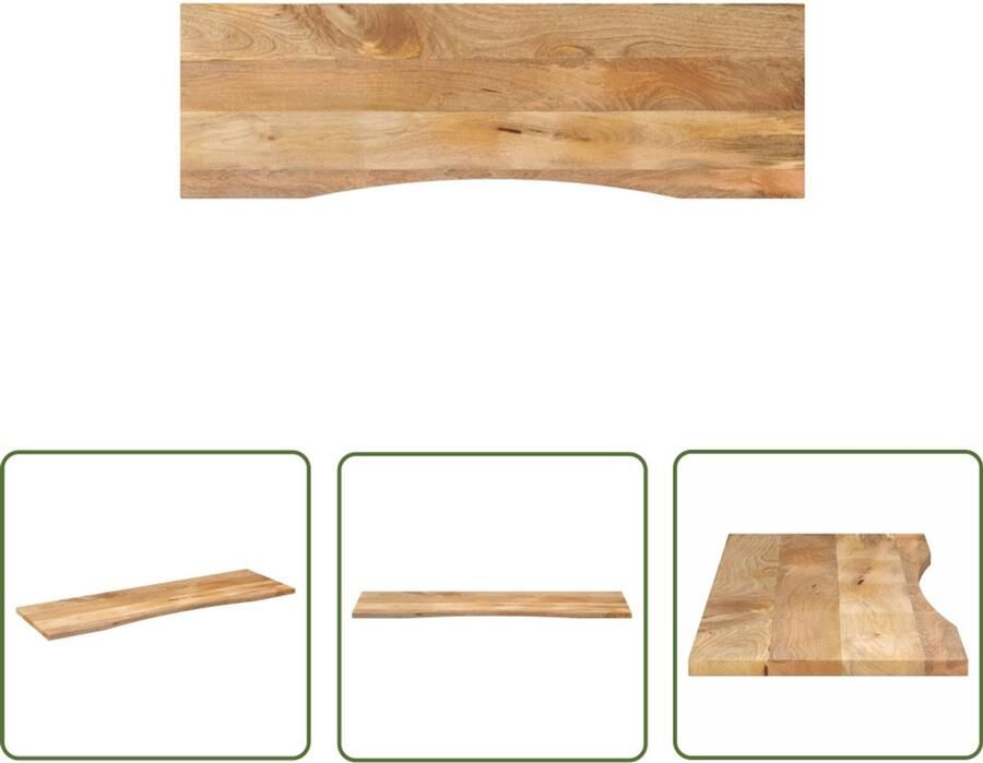 The Living Store Bureaublad met ronding 160x50x2 5 cm massief ruw mangohout Houten Bureau Blad Mangohout Bureaublad Landelijke Stijl Bureau Bureautafel Werkplektafel