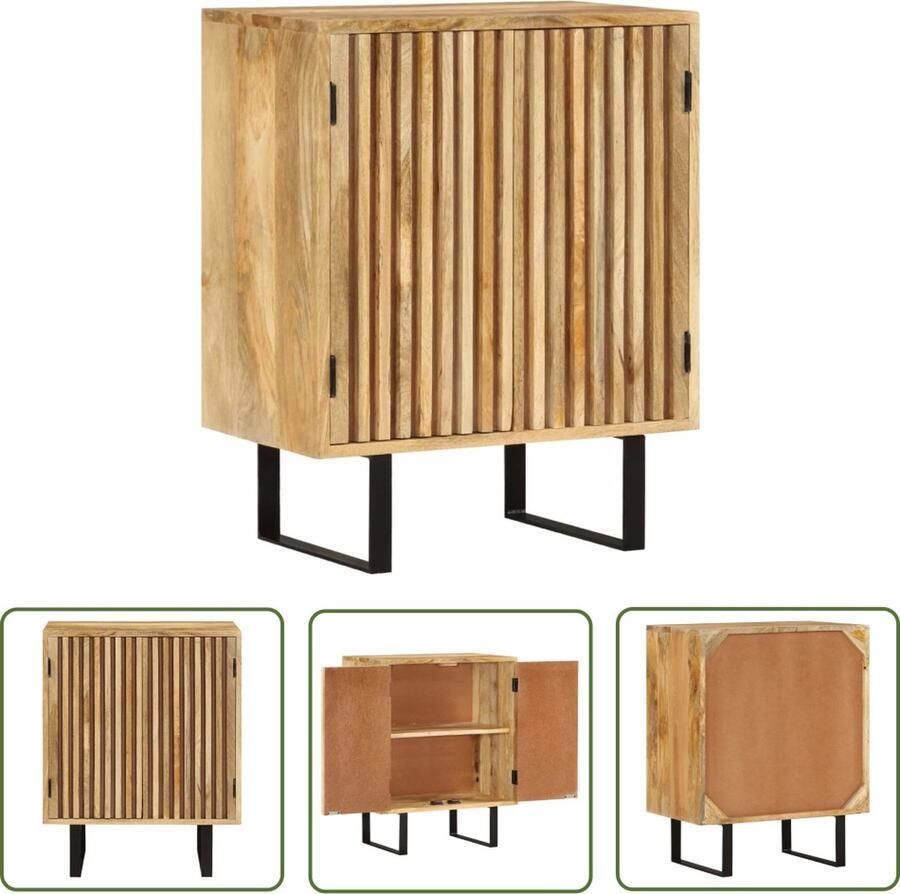 The Living Store Dressoir met 2 deuren 55x35x70 cm massief mangohout Dressoir Mangohout Vintage Houten Dressoir Salontafel