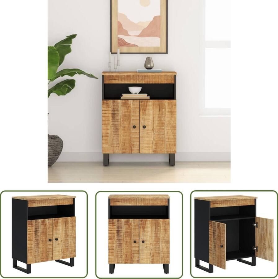 VidaXL Dressoir met 2 deuren 60x33x75 cm massief mangohout Dressoir Mangohout Houten Dressoir Vintage Dressoir Landelijk Dressoir
