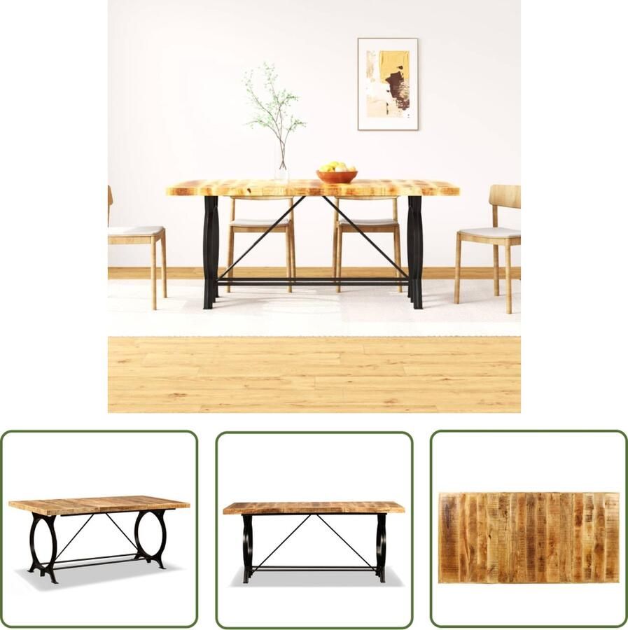The Living Store Eettafel Mangohout 180 x 90 x 77 cm IndustriÃle Retrostijl Eetkamertafel Mangohout Eettafel Industrieel Design Retro Eettafel Industriele Meubels - Foto 2