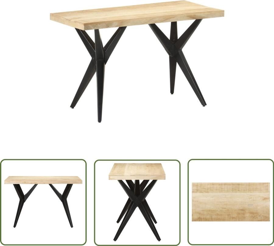 The Living Store Eettafel 120x60x76 cm massief mangohout Houten Eettafel Mangohout Eettafel 120x60 Eettafel Met Metalen Onderstel Scandinavische Eettafel