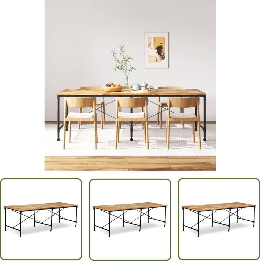 The Living Store IndustriÃle Eettafel 240 x 90 x 76 cm Mangohout Retrostijl Industriele Eettafel Mangohout Eettafel Retro Eettafel Salontafel Eetkamerstoel - Foto 2