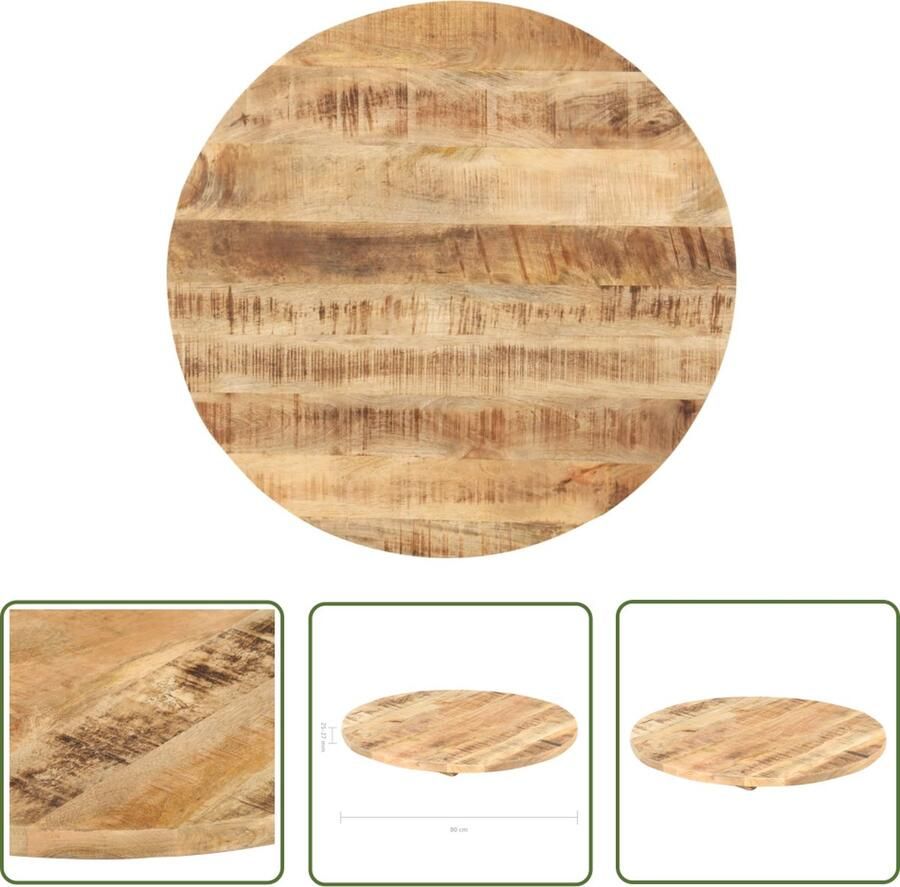 The Living Store Mangohouten Tafelblad Diameter 80 cm Massief hout IndustriÃle look Houten Tafelblad Mangohout Industrieel Design Vintage Tafelblad Rond Tafelblad - Foto 2