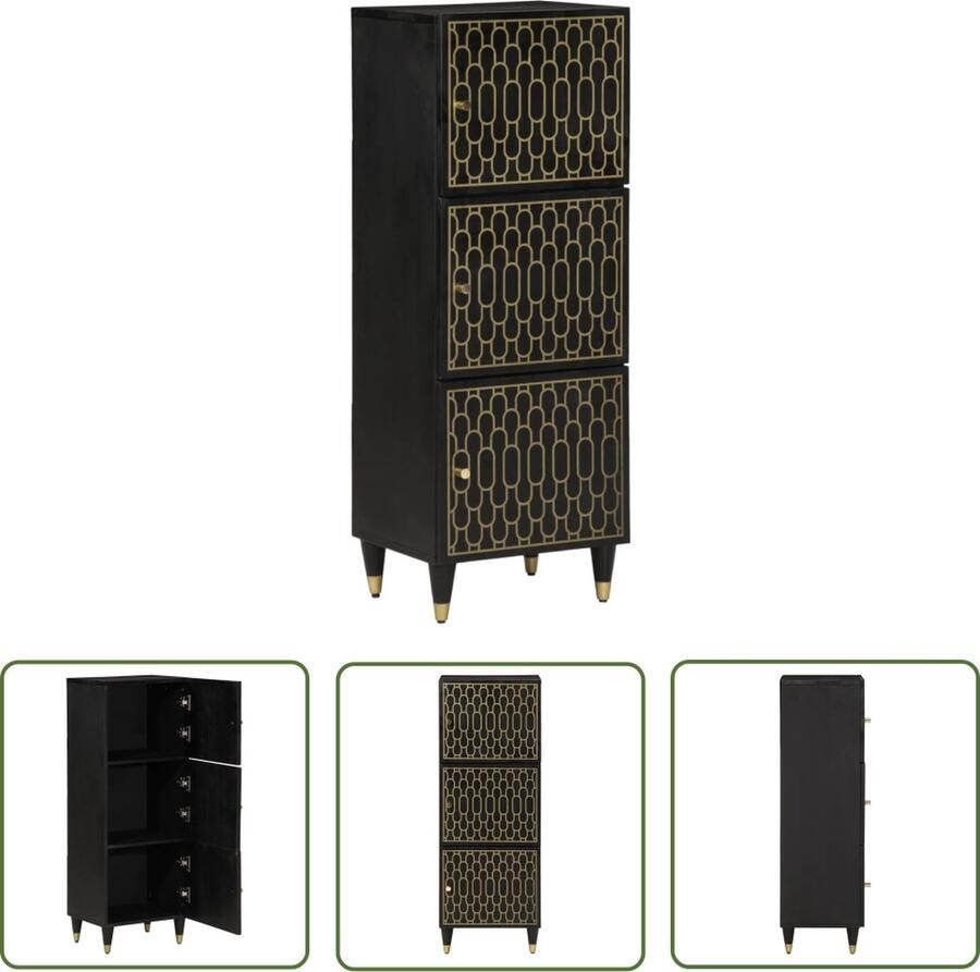 The Living Store Hoge kast 40x33x110 cm massief mangohout Opbergkast Mangohout Kast Vintage Kast Industriële Kast Salontafel