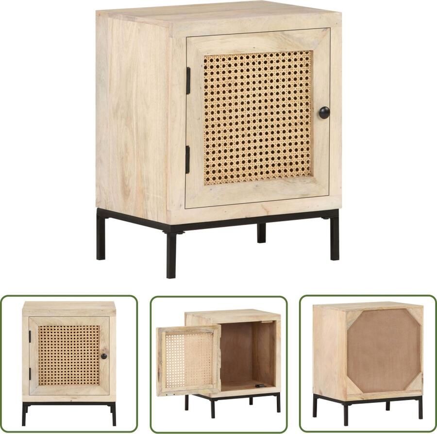 The Living Store Massief Mangohouten Nachtstandaard 40 x 30 x 50 cm Rustiek Ontwerp Nachtkast Mangohout Rustic Vintage Slaapkamervloer - Foto 2
