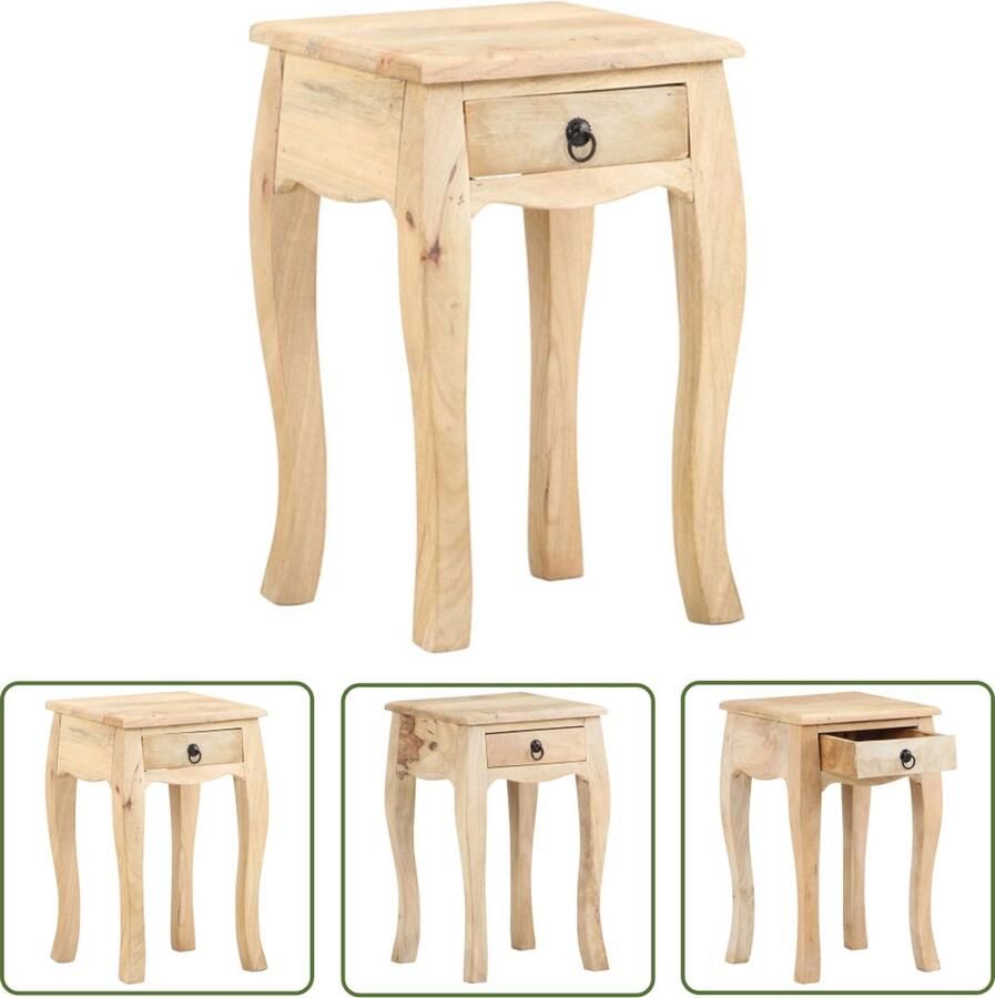 The Living Store Nachtkastje Rustiek Mangohout 28x28x45 cm Massief Mangohout Nachtkastje Mangohout Meubilair Kamermeubilair Slaapkamers - Foto 2