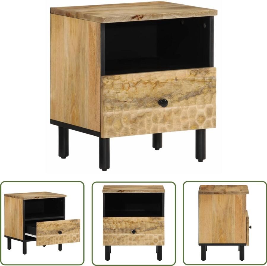 The Living Store Nachtkastje 40x33x46 cm massief mangohout Nachtkastje Mangohout Bedroom Furniture Side Table Living Room Furniture