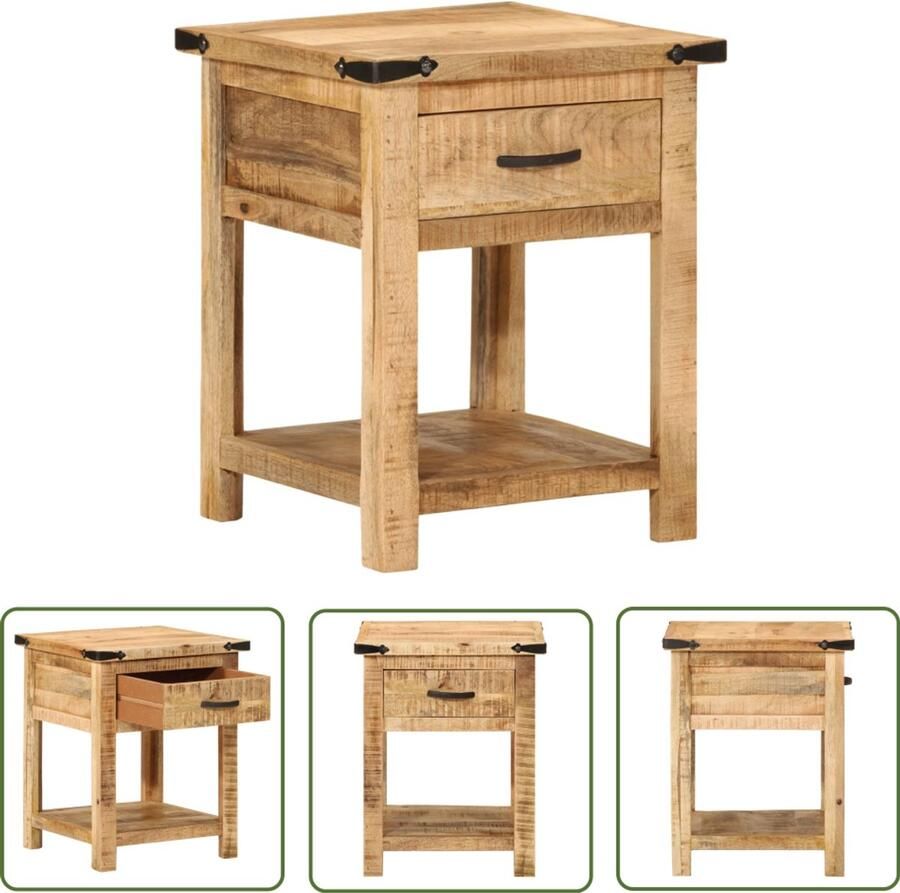 The Living Store Nachtkastje 40x40x50 cm massief mangohout Nachtkastje Mangohout Salontafel Kamermeubilair Slaapkamers