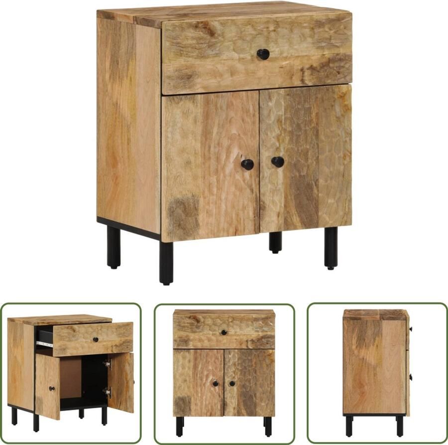 The Living Store Nachtkastje 50x33x60 cm massief mangohout Nachtkastje Mangohout Slaapkamers Kamerdecoratie Houten Meubilair