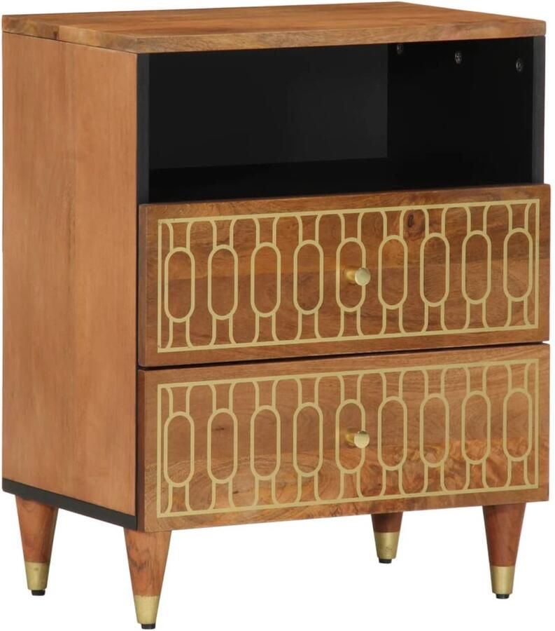 The Living Store Nachtkastje 50x33x62 cm massief mangohout Nachtkastje Nachtkastjes Houten Nachtkastje Houten Nachtkastjes