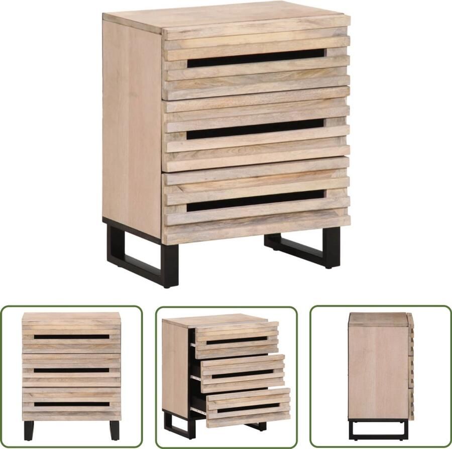 The Living Store Nachtkastje 50x34x62 cm massief mangohout Nachtkastje Mangohout Bedroom Furniture Side Table Storage Cabinet
