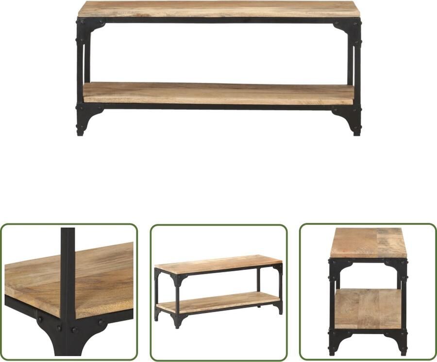 The Living Store Salontafel Mangohout 90 x 30 x 40 cm IndustriÃle uitstraling Salontafel Mangohout Industriele Stijl Woonkamertafel Tv Tafeltje - Foto 2
