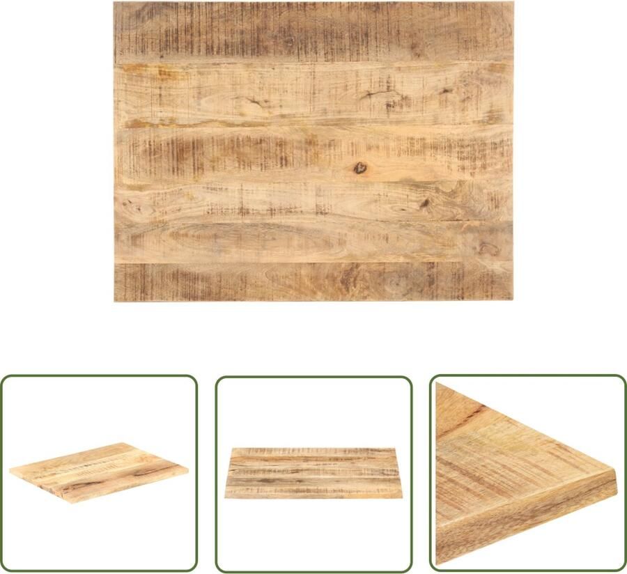 The Living Store Massief Mangohouten Tafelblad 90 x 70 cm IndustriÃle look Tafelblad Mangohout Industrieel Design Vintage Tafel Eetkamerset - Foto 2
