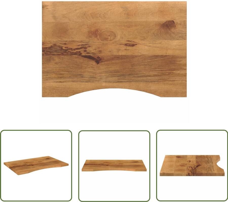 The Living Store Bureaublad met ronding 90x50x2 5 cm massief ruw mangohout Houten Bureau Blad Mangohout Tafelblad Landelijke Stijl Tafel Vintage Bureau Rustiek Interieur