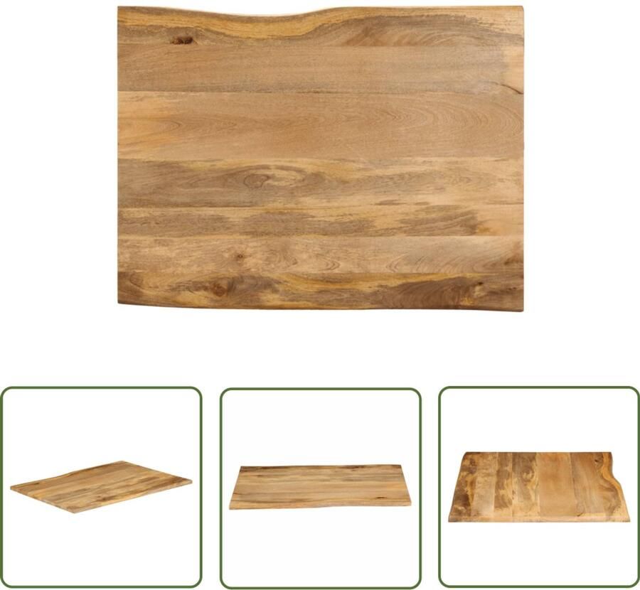 The Living Store Tafelblad met natuurlijke rand 100x80x2 5 cm massief mangohout Houten Tafelblad Mangohout Tafelblad Vintage Tafelblad Landelijk Tafelblad Naturel Tafelblad