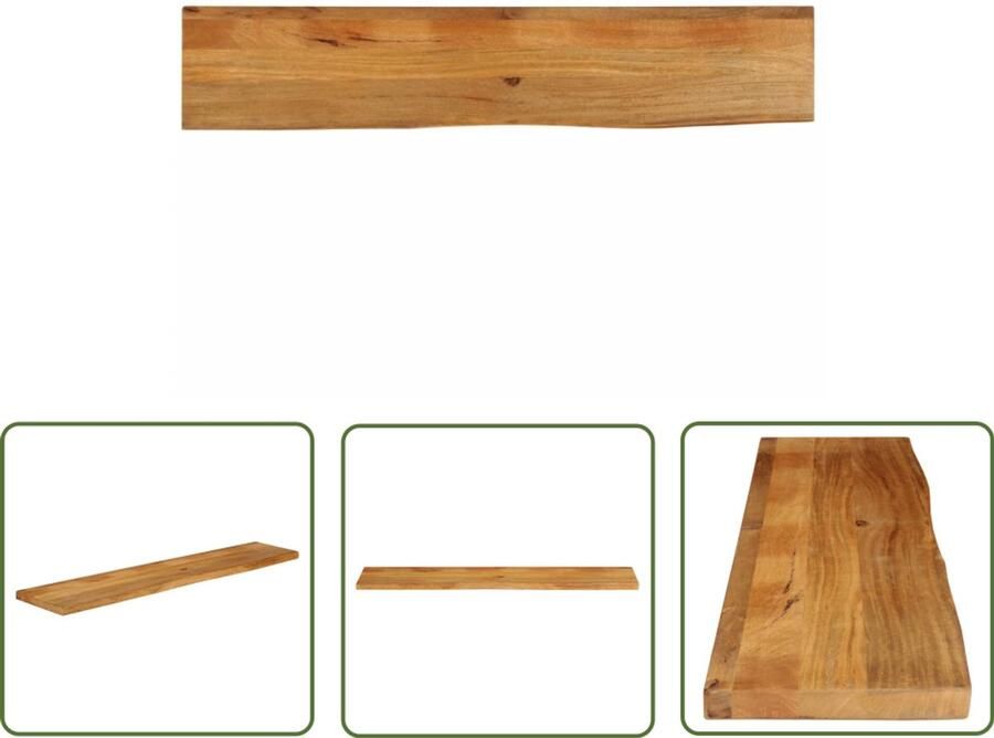 The Living Store Tafelblad met natuurlijke rand 160x20x3 8 cm massief mangohout Houten Tafelblad Mangohout Tafelblad Vervangen Salontafel Eetkamertafel
