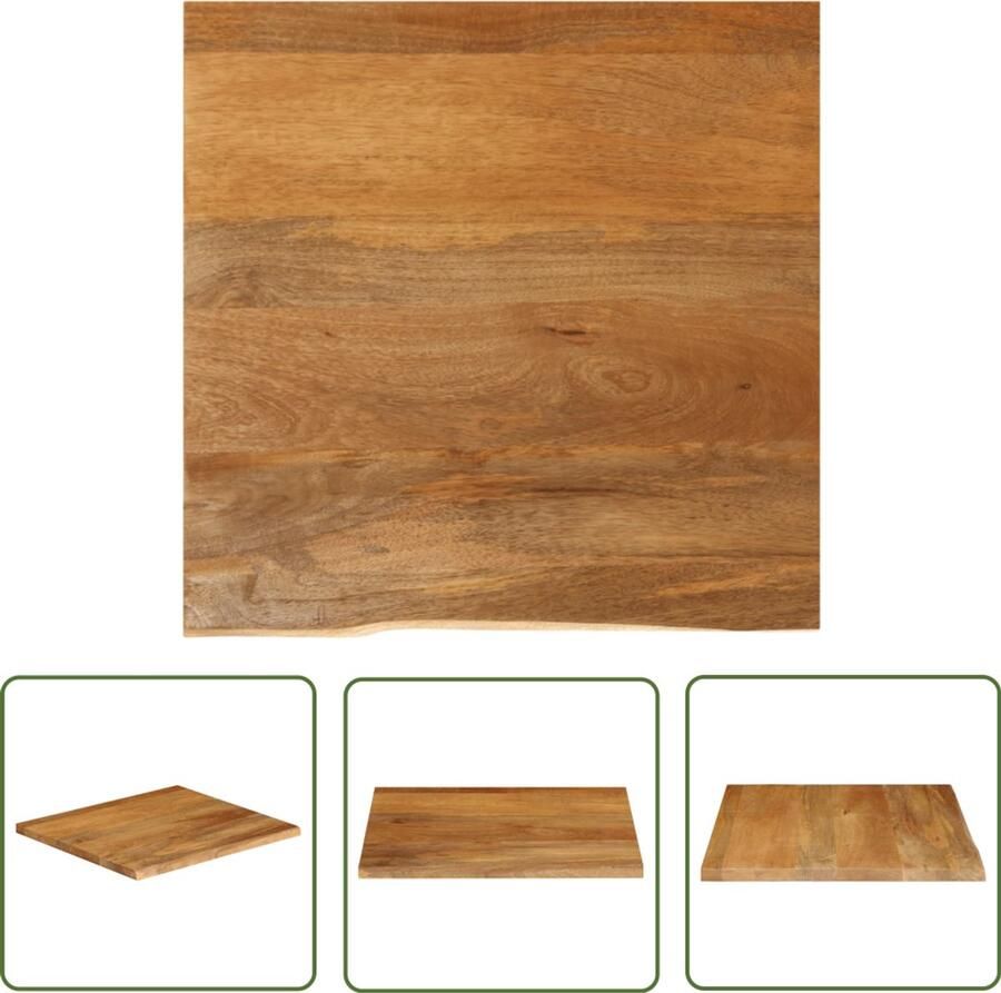 The Living Store Houten Tafelblad 40 x 40 x 2.5 cm Massief Mangohout met Natuurlijke Rand Houten Tafelblad Mangohout Tafelblad Vervangen Tafelblad Design Naturel Tafelblad