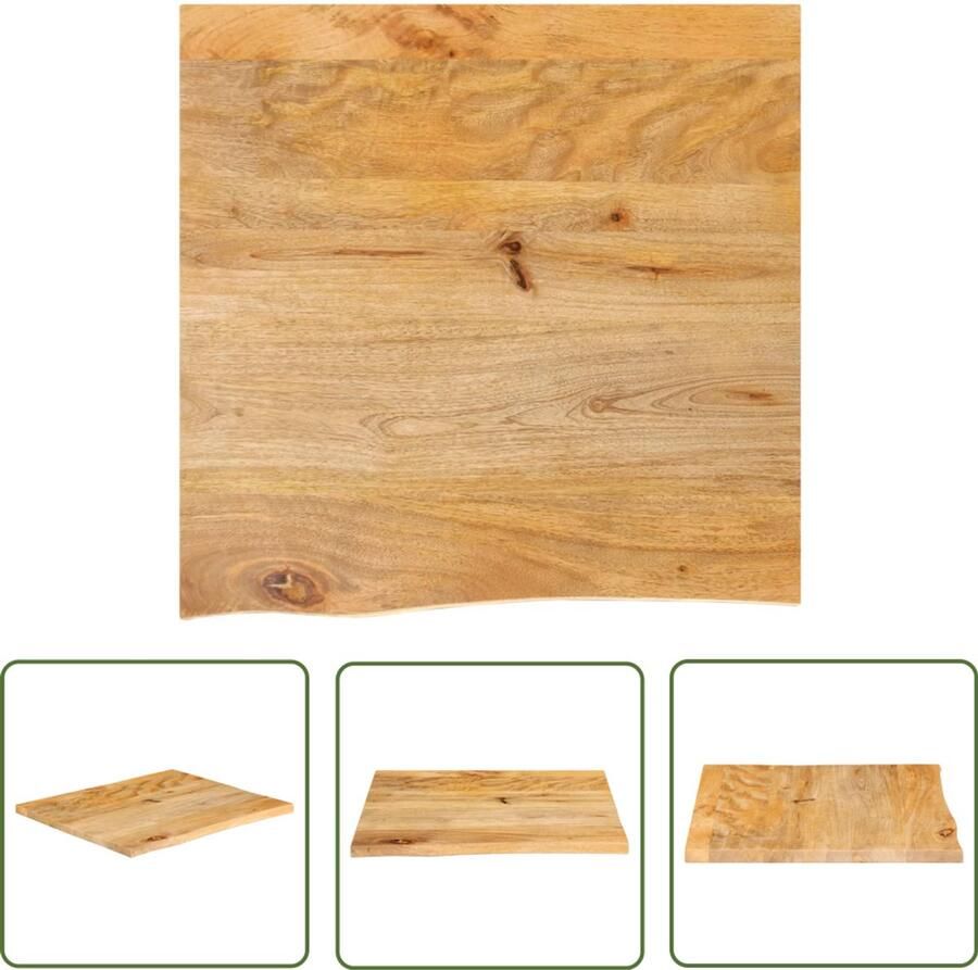 The Living Store Houten Tafelblad 40 x 40 x 2.5 cm Massief Mangohout met natuurlijke rand Houten Tafelblad Mangohout Tafelblad Vervangen Salontafel Eettafel