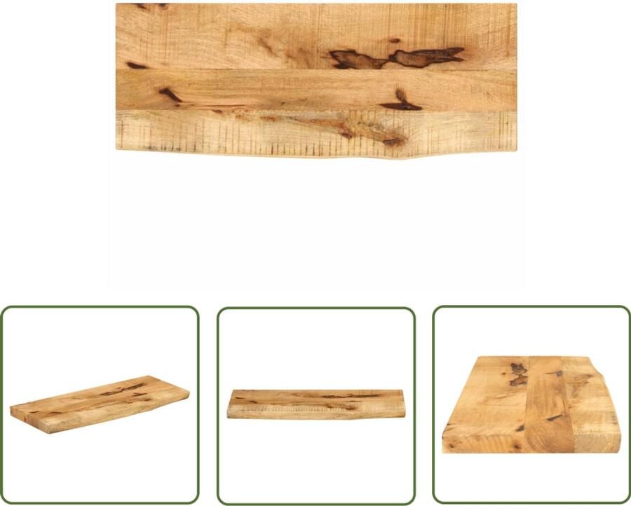 The Living Store Tafelblad met natuurlijke rand 70x40x2 5 cm massief mangohout Houten Tafelblad Mangohout Tafelblad Vintage Tafelblad Industrieel Tafelblad Natuurlijk Tafelblad