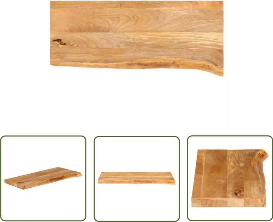 The Living Store Tafelblad met natuurlijke rand 70x40x2 5 cm massief mangohout Houten Tafelblad Mangohout Tafelblad Vervangen Salontafel Blad Eetkamertafel Blad