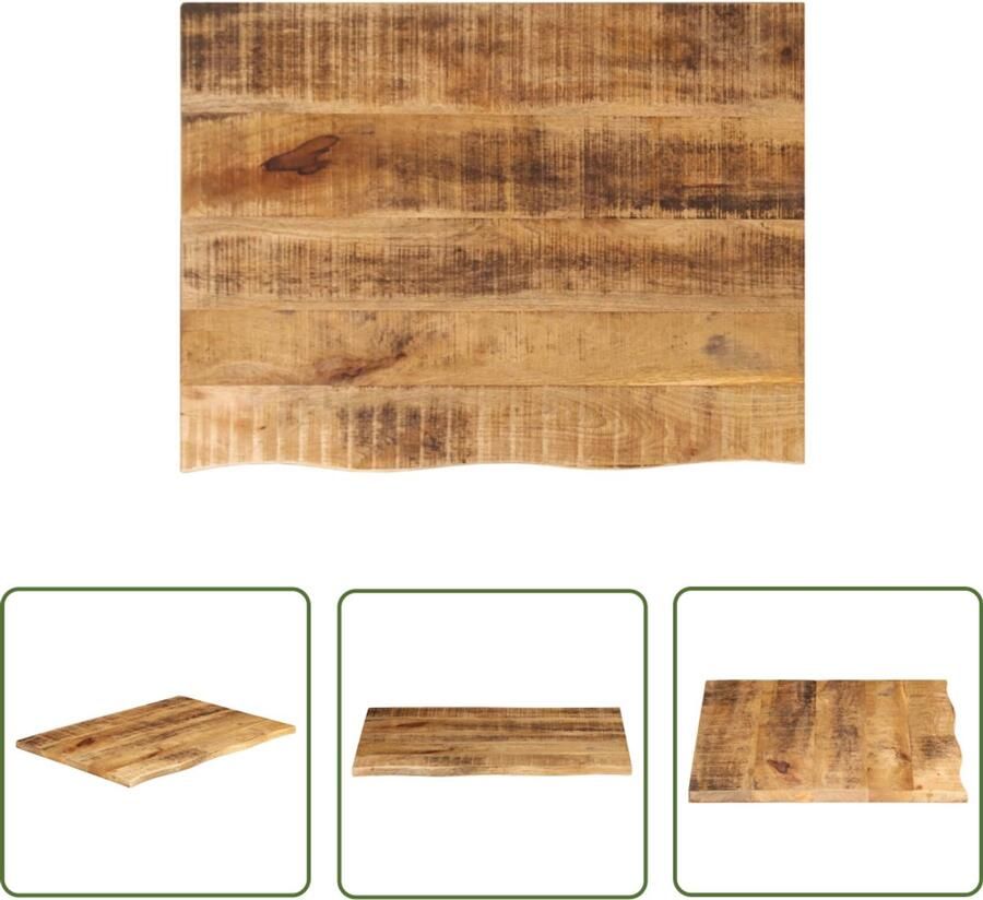 The Living Store Tafelblad met natuurlijke rand 80x60x3 8 cm massief mangohout Houten Tafelblad Mangohout Tafelblad Vintage Tafelblad Industrieel Tafelblad Vervangen