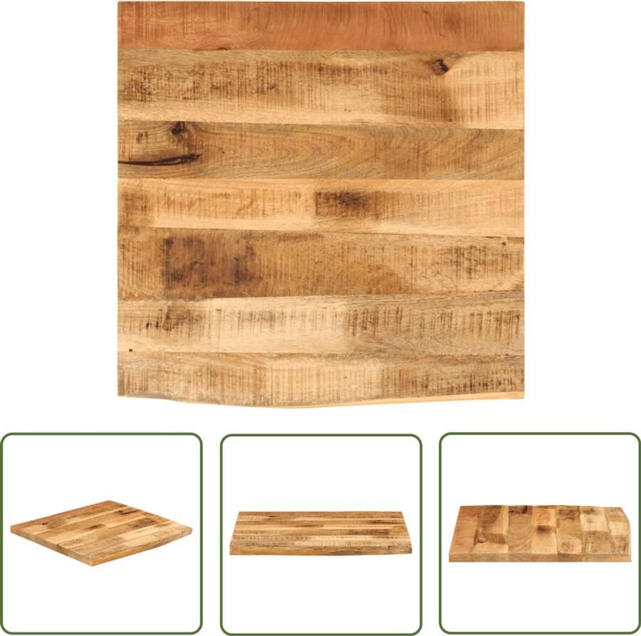 The Living Store Tafelblad met natuurlijke rand 80x80x2 5 cm massief mangohout Houten Tafelblad Mangohout Tafelblad Vervangen Vintage Tafelblad Industriele Tafelblad