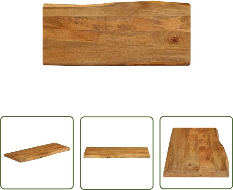 VidaXL Tafelblad met natuurlijke rand 90x40x3 8 cm massief mangohout Houten Tafelblad Mangohout Tafelblad Vintage Tafelblad Landelijk Tafelblad Naturel Tafelblad
