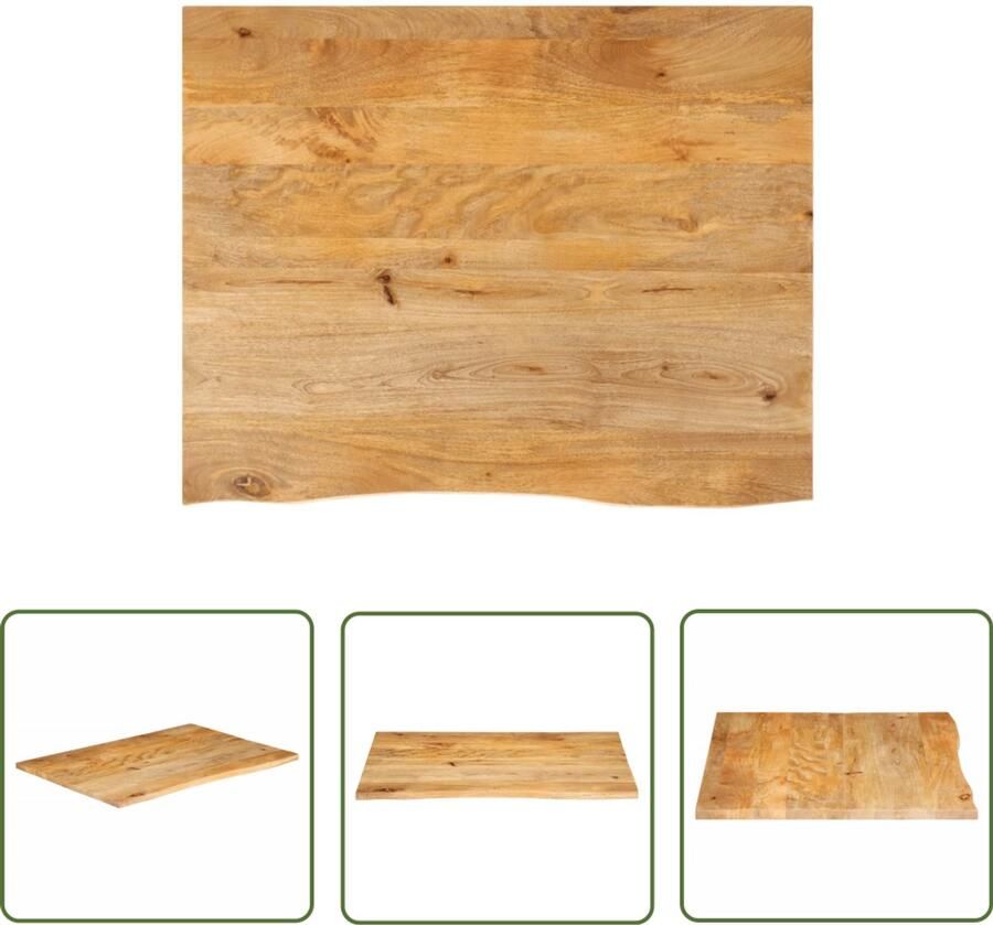 The Living Store Tafelblad met natuurlijke rand 90x80x2 5 cm massief mangohout Houten Tafelblad Mangohout Tafelblad Vervangen Salontafel Eettafel