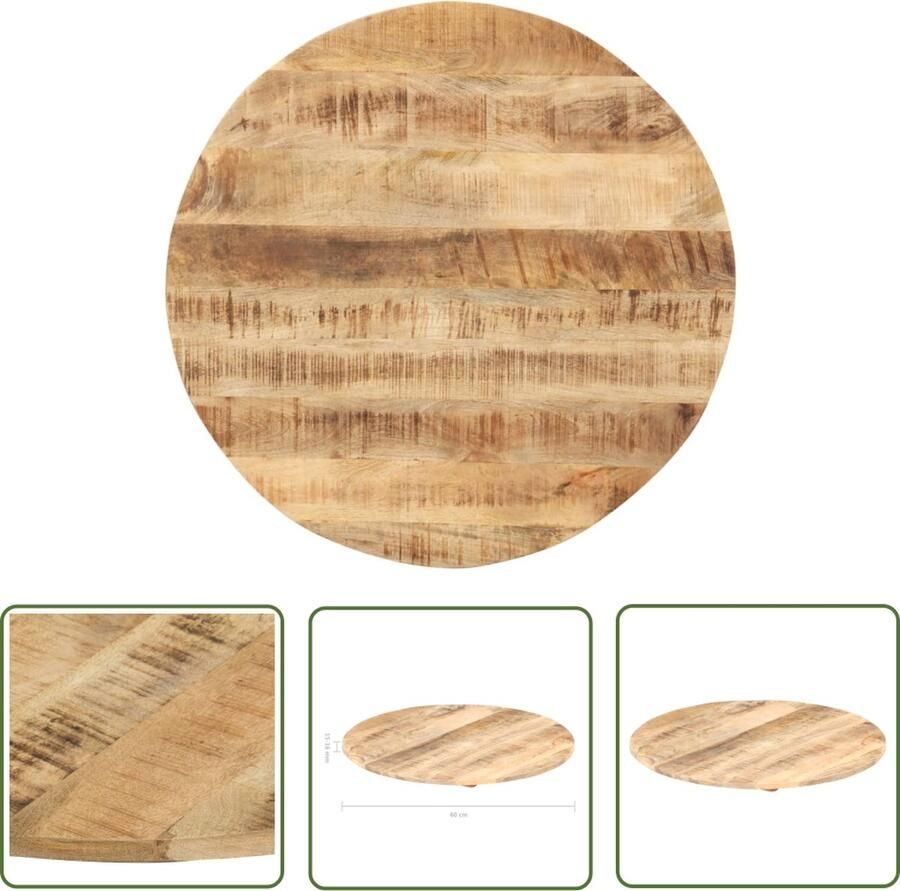 The Living Store Massief Mangohouten Tafelblad 60 cm Diameter IndustriÃle Look Houten Tafelblad Mangohout Tafelblad Industrieel Tafelblad Rond Tafelblad Vintage Tafelblad - Foto 2