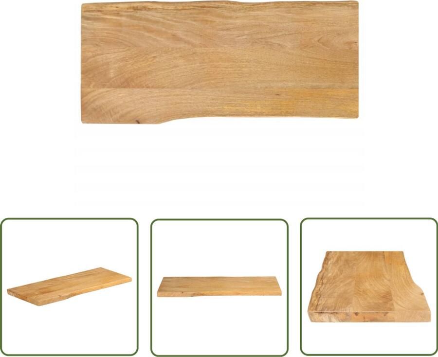 The Living Store Tafelblad met natuurlijke rand 100x40x3 8 cm massief mangohout Tafelblad Mangohout Houten Tafelblad Vintage Tafelblad Tweedehands Tafelblad