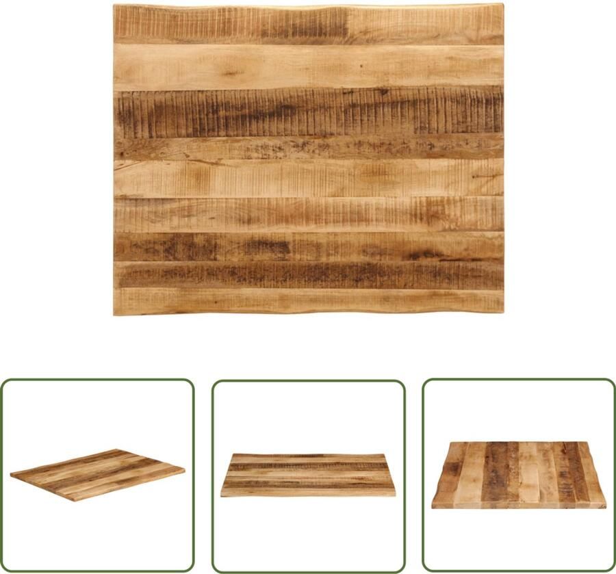 The Living Store Tafelblad met natuurlijke rand 100x80x2 5 cm massief mangohout Tafelblad Mangohout Tafelblad Vervangen Natuurhouten Tafelblad Vintage Tafelblad