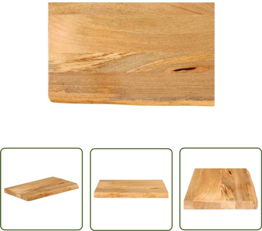 The Living Store Massief Mangohouten Tafelblad 40 x 20 x 2.5 cm Natuurlijke rand Tafelblad Mangohout Tafel Accessoires Vintage Tafel Natuurlijk Tafelblad