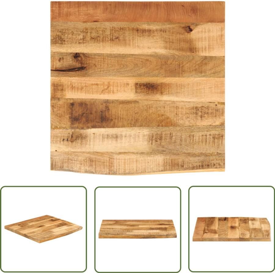 The Living Store Massief Ruw Mangohouten Vervangend Tafelblad 40 x 40 x 2.5 cm Natuurlijke Rand Tafelblad Mangohout Vintage Tafel Rustic Tafel Tweedehands Tafel