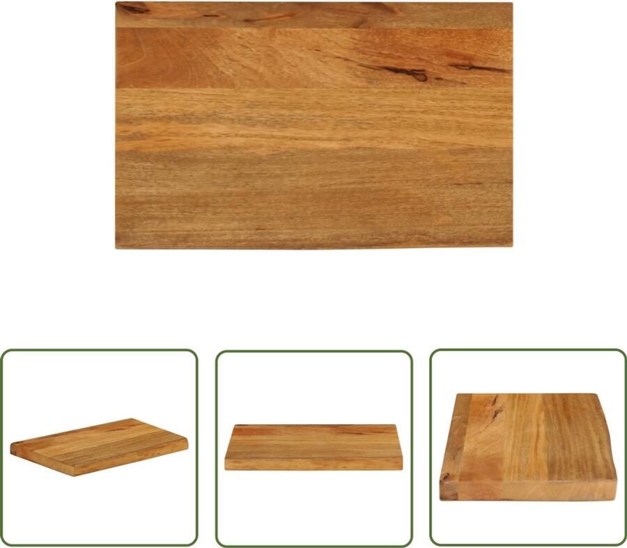 The Living Store Tafelblad met natuurlijke rand 60x20x2 5 cm massief mangohout Tafelblad Mangohout Naturel Vintage Industrieel