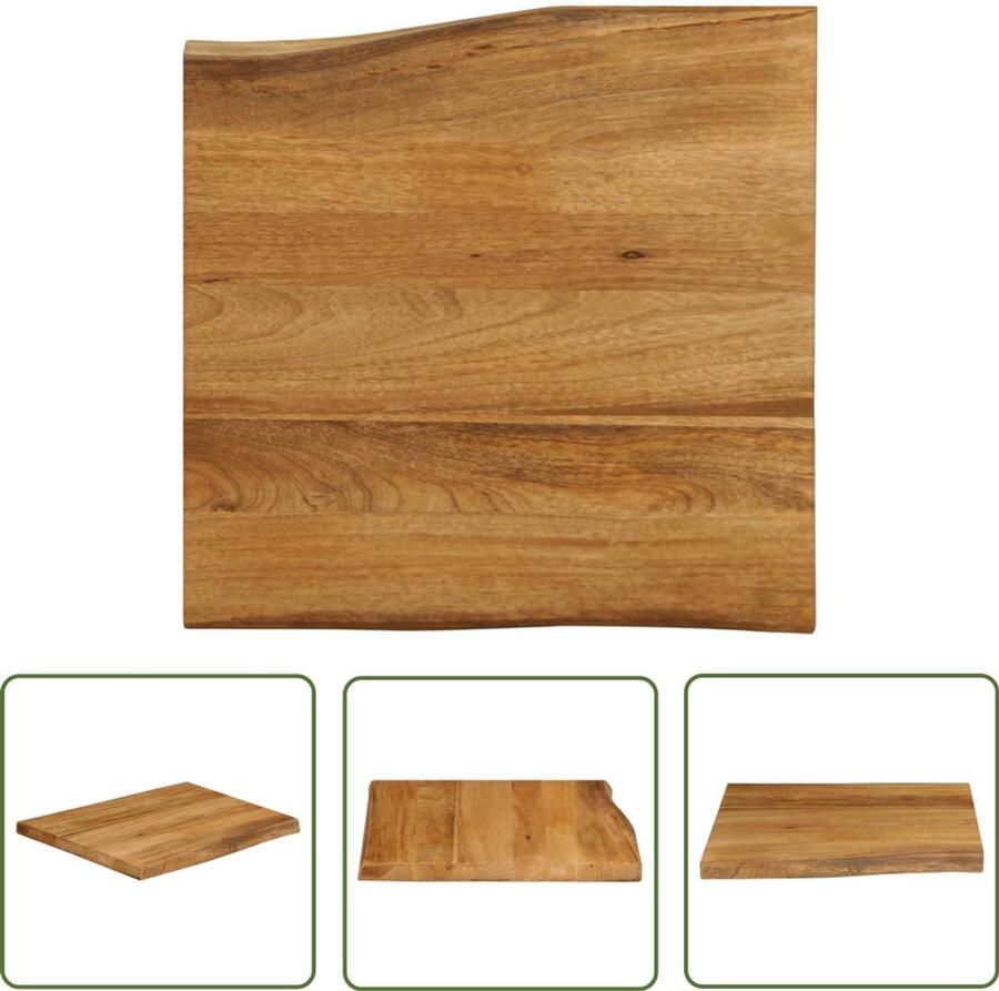 The Living Store Massief Mangohout Tafelblad 80 x 80 x 2.5 cm Natuurlijke Randen Tafelblad Mangohout Houten Tafelblad Vintage Tafelblad Industriele Tafelblad