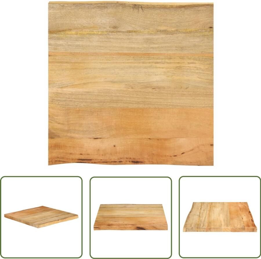 The Living Store Tafelblad met natuurlijke rand 80x80x2 5 cm massief mangohout Tafelblad Mangohout Tafelblad Vervangen Eetkamertafel Salontafel