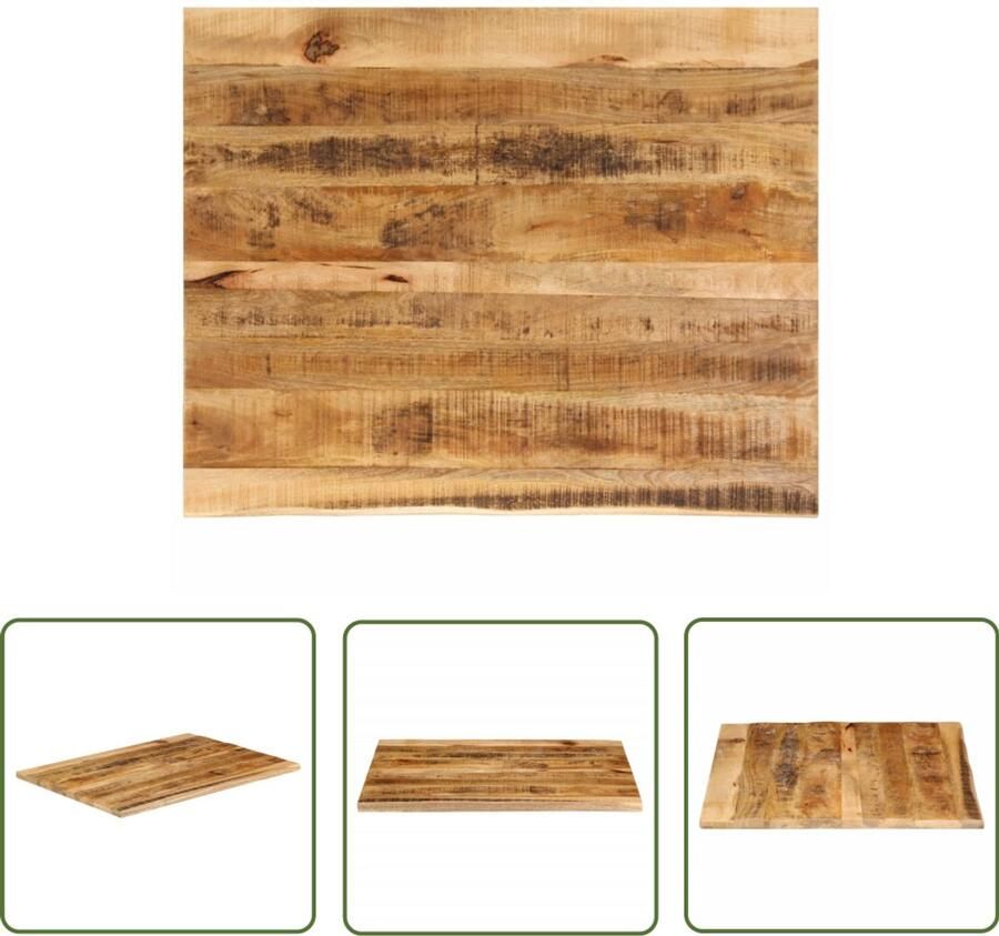 The Living Store Tafelblad met natuurlijke rand 90x80x2 5 cm massief mangohout Tafelblad Mangohout Vintage Tafel Naturel Tafelblad Eetkamertafel