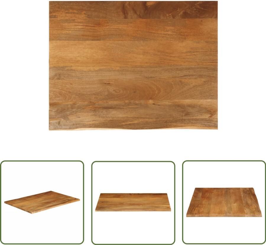 The Living Store Massief mangohouten tafelblad 90 x 80 x 3.8 cm Natuurlijke rand Tafelblad Mangohout Tafel Accessoires Vintage Tafel Landelijk Interieur