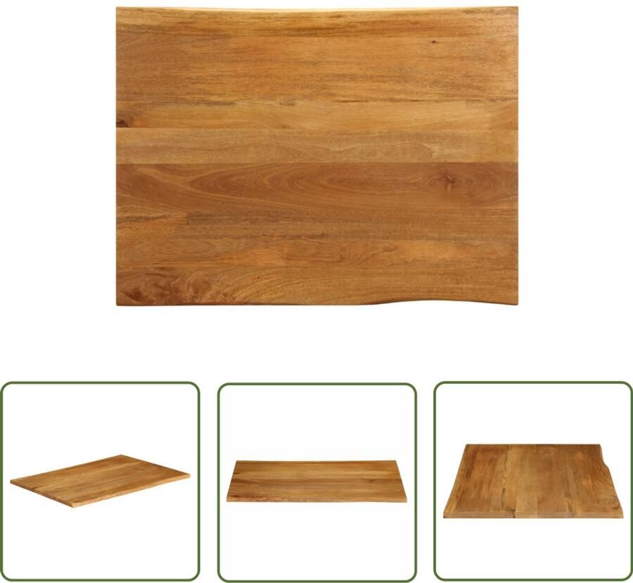 The Living Store Massief mangohouten tafelblad 90 x 80 cm Rustieke natuurlijke rand Tafelblad Mangohout Vintage Tafel Rustic Tafel Eetkamertafel