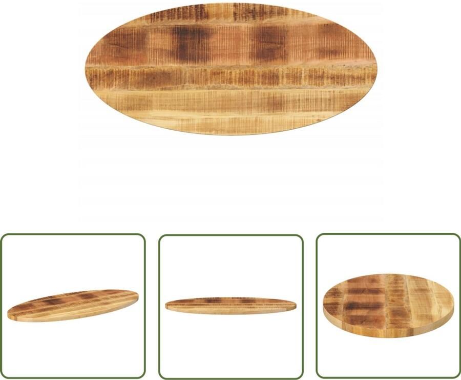 The Living Store Mangohouten Tafelblad 140 x 50 x 3.8 cm ovaal Rustiek massief hout met natuurlijke afwerking Tafelblad Mangohout Oval Rustic Vintage