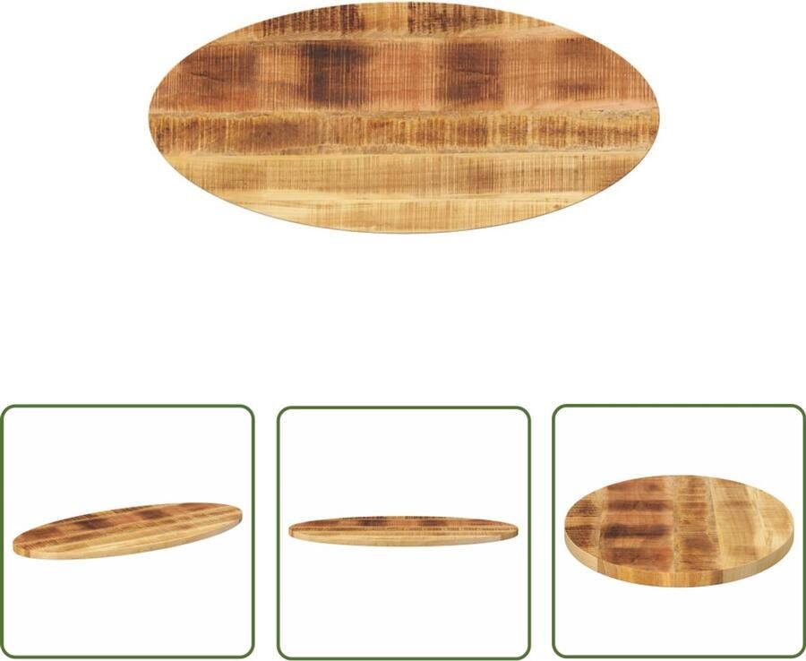 The Living Store Mangohouten Tafelblad 80 x 40 x 3.8 cm Rustiek Massief Mangohout Tafelblad Mangohout Oval Rustic Vintage
