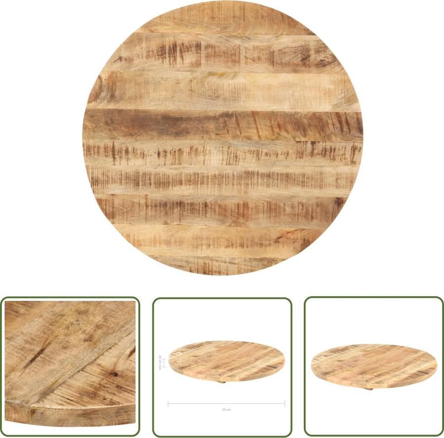 The Living Store Houten Tafelblad Massief Mangohout Diameter 50 cm Dikte 25-27 mm Gepolijst Geschilderd en Gelakt Tafelblad Mangohout Rond Tafelblad Industrieel Tafelblad Vintage Tafelblad - Foto 2
